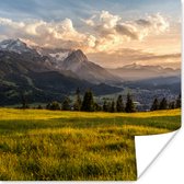 Poster Alpen - Zonsondergang - Berg - 30x30 cm