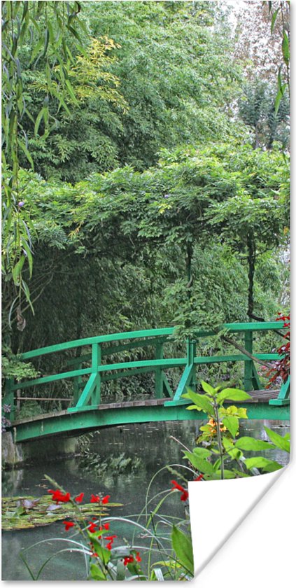 Poster Groene brug met klein meer in de Franse tuin van Monet in Giverny - 20x40 cm