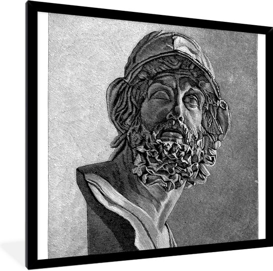 Poster in lijst - Fotolijst 40x40 cm - Posters - Een illustratie van Ajax - Posterlijst zwart - Decoratie - Wanddecoratie woonkamer - Muurdecoratie slaapkamer