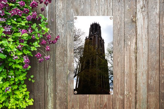 Affiche de jardin Arbre - Tour Dom - Utrecht - 30x60 cm - Toile jardin - Affiche extérieure