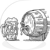 Gebruikt, Wandcirkel - Muurcirkel Binnen - Illustratie biervat met bierpul - ⌀ 120 cm - Wanddecoratie - Ronde Schilderijen XXL tweedehands  Nederland