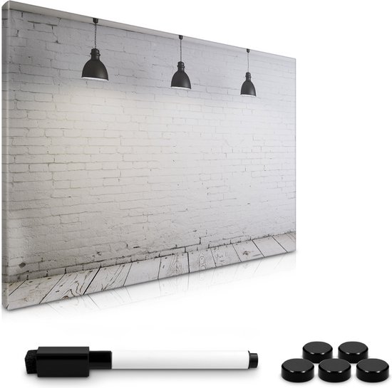 Tableau blanc magnétique Navaris avec marqueur - Tableau magnétique 40 x 60 cm - Effaçable - Avec marqueur, aimants et kit de montage - A suspendre - Industriel