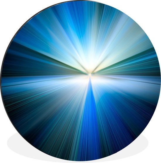 Cercle mural - Cercle mural - Image abstraite avec une lueur bleue - Aluminium - ⌀ 120 cm - Intérieur et extérieur XXL