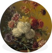 WallCircle - Wandcirkel - Muurcirkel - Stilleven met bloemen - Schilderij van G.J.J Van Os - Aluminium - Dibond - ⌀ 140 cm - Binnen en Buiten