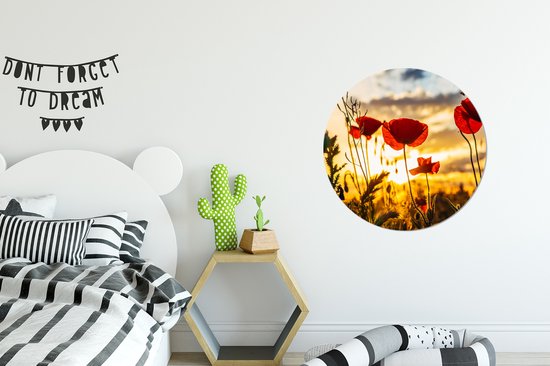 Cercle mural - Cercle mural - Coquelicots rouges au lever du soleil - Aluminium - ⌀ 60 cm - Intérieur et Extérieur
