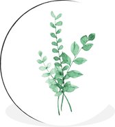 Illustration aquarelle feuilles vertes Cercle mural aluminium ⌀ 120 cm - impression photo sur cercle mural / cercle vivant / cercle de jardin (décoration murale)