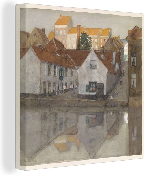 Canvas Schilderij Achterbuurt te Gent - Schilderij van George Hendrik Breitner - 50x50 cm - Wanddecoratie