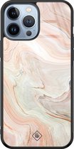iPhone 13 Pro Max hoesje glass - Marmer waves | Apple iPhone 13 Pro Max  case | Hardcase backcover zwart