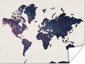 Affiche Carte du Wereldkaart - Galaxie - Wit - 160x120 cm XXL