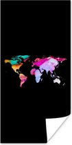 Wereldkaarten - Wereldkaart - Kleur - Waterverf - 80x160 cm