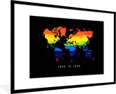 Fotolijst incl. Poster - Wereldkaart - Pride - Liefde - 90x60 cm - Posterlijst