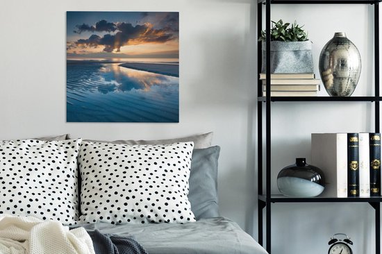 Toile Peinture Pays- Nederland - Côte - Soleil - 50x50 cm - Décoration murale