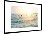 Fotolijst incl. Poster - Zee - Meeuw - Zon - 90x60 cm - Posterlijst