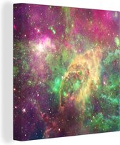 Toile Peinture Espace - Etoiles - Couleurs - 20x20 cm - Décoration murale