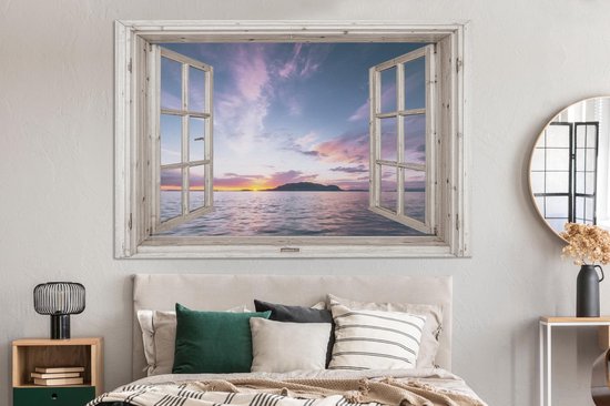Tableau Toile Transparente - Mer - Île - 180x120 cm - Décoration murale XXL
