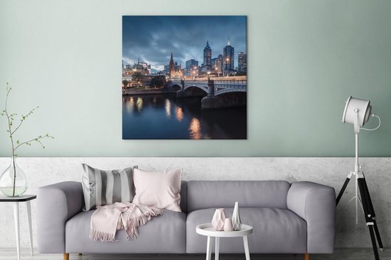 Toile Peinture Australie - Melbourne - Skyline - 90x90 cm - Décoration murale