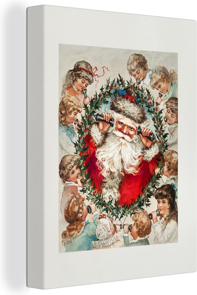 Canvas Schilderij Kerstman - Kerst - Kinderen - 30x40 cm - Wanddecoratie - OneMillionCanvasses