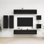 vidaXL 8-delige Tv-meubelset spaanplaat hoogglans zwart