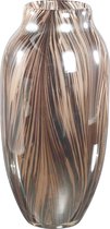 PTMD -Dilano Brown glass vase tiger print small border Large