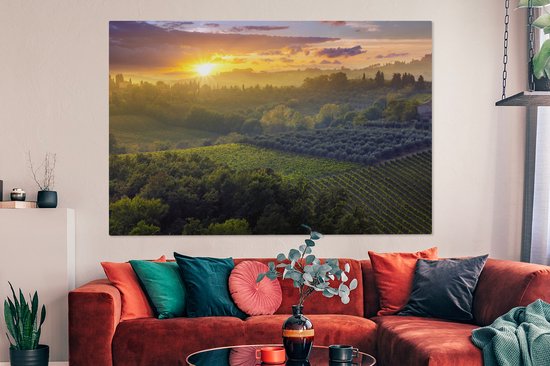 Tableau Toile Toscane - Paysage - Soleil - 150x100 cm - Décoration murale