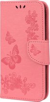 Mobigear Vlinder Bookcase Hoesje - Geschikt voor Apple iPhone 12 - Roze