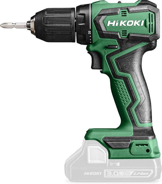 18V Li-Ion accu boorschroefmachine HiKOKI DS18DDW4Z, koolborstelloos, 55Nm, compact, snelspanhouder, LED