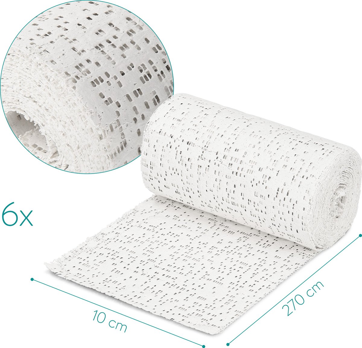 Navaris gipsverband kit - Huidvriendelijk gipsbuik pakket - Voor kunst, handvaardigheid, modelbouw en mallen - Set van 6 rollen - 3 m x 10 cm — afbeelding 5