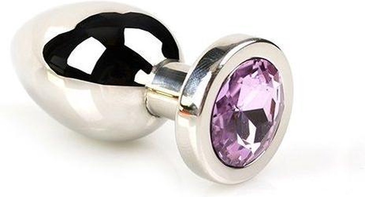 Goedkoopste Buttplug RVS met roze kristal - large