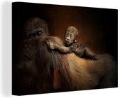 Canvas Schilderij Dieren - Aap - Portret - 30x20 cm - Wanddecoratie