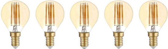 Bundel | 5 stuks | Filament bol lamp 4W | Goud glas | Dimbaar | E14 | 2500K - Warm wit