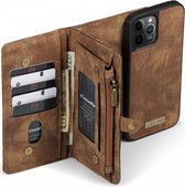 CaseMe 2-in-1 iPhone 12 / 12 Pro Hoesje Book Case met Back Cover Bruin