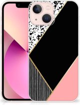 Telefoonhoesje iPhone 13 mini TPU Silicone Hoesje Black Pink Shapes