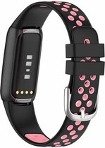 Fitbit Luxe Sport Bandje - Siliconen - Zwart Met Roze - 160-220mm - Wearablebandje - Geschikt voor Sportactiviteiten