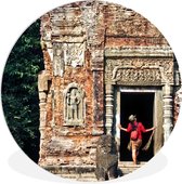 WallCircle - Wandcirkel ⌀ 90 - Cambodja - Tempel - Versiering - Ronde schilderijen woonkamer - Wandbord rond - Muurdecoratie cirkel - Kamer decoratie binnen - Wanddecoratie muurcirkel - Woonaccessoires