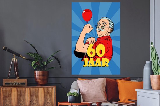 Stickers muraux - Film autocollant - Homme - Anniversaire - 60 ans - 80x120 cm - Film adhésif - Stickers muraux muraux Chambre d'enfant - Papier peint autocollant - Papier peint autocollant - Film autocollant
