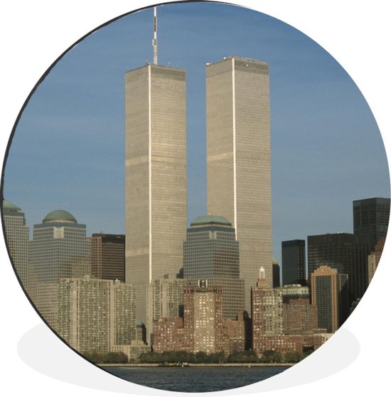 WallCircle - Wandcirkel - Muurcirkel - World Trade Center - New York - Rivier - Aluminium - Dibond - ⌀ 90 cm - Binnen en Buiten