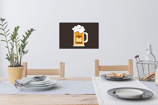 Stickers muraux - Film autocollant - Anniversaire - Bières - 30 ans - 30x20 cm - Film adhésif - Stickers muraux muraux Chambre d'enfant - Papier peint autocollant - Papier peint autocollant - Film autocollant
