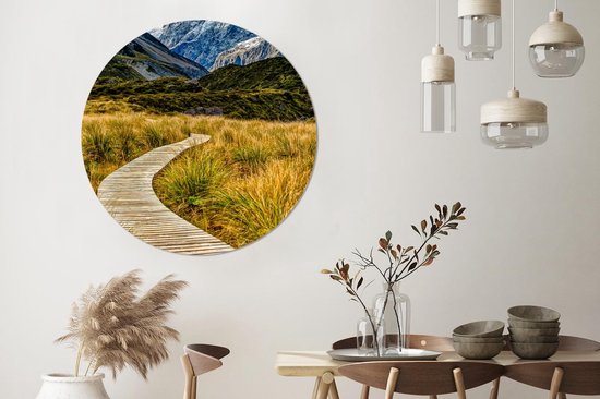 WallCircle - Wall Circle - Wall Circle Indoor - Nouvelle-Zélande - Chemin - Herbe - 150x150 cm - Décoration murale - Peintures Ronds