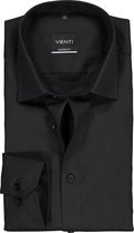 VENTI modern fit overhemd - mouwlengte 72 - zwart - Strijkvrij - Boordmaat: 44