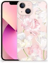GSM Hoesje Geschikt voor iPhone13 mini Back Case TPU Siliconen Hoesje Doorzichtig Mooie Bloemen