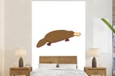 Illustration d'un ornithorynque sur fond blanc 145x220 cm