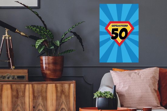 Stickers muraux - Film autocollant - Anniversaire 50 ans - Cadeau - Cape - 40x60 cm - Film adhésif - Stickers muraux muraux Chambre d'enfant - Papier peint autocollant - Papier peint autocollant - Film autocollant