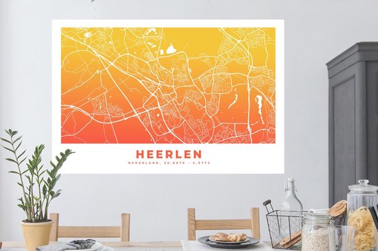 Stickers Stickers muraux - Plan de la ville - Heerlen - Pays- Nederland - 120x80 cm - Feuille adhésive - Carte