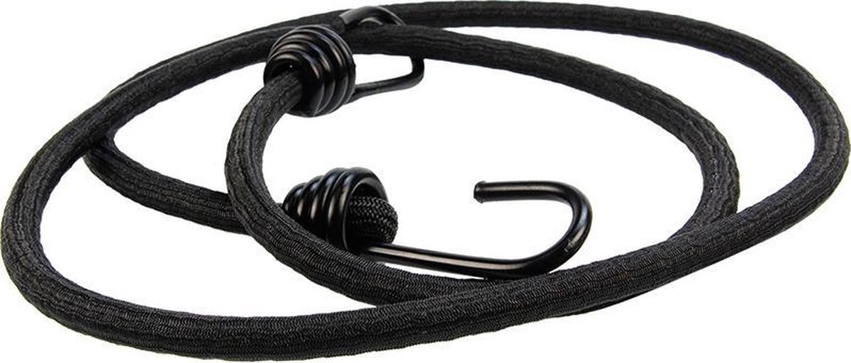 Afdekzeilwinkel - Snelbinder 150cm zwart pe 10mm koord met 2 spinhaken