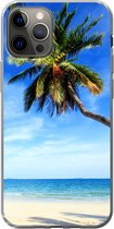 Geschikt voor iPhone 13 Pro hoesje - Palmbomen - Strand - Zee - Siliconen Telefoonhoesje