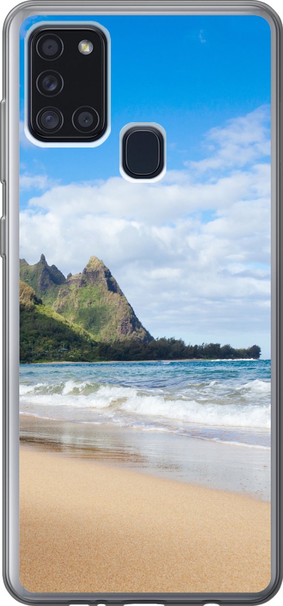 Telefoonhoesje Geschikt voor Samsung Galaxy A21s hoesje - Strand - Tropisch - Hawaii - Siliconen Telefoonhoesje Telefoonhoesje