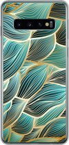 Geschikt voor Samsung Galaxy S10 hoesje - Patronen - Goud - Abstract - Golf - Siliconen Telefoonhoesje