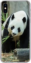 Geschikt voor iPhone Xs Max hoesje - Panda - Boomstam - Grot - Siliconen Telefoonhoesje