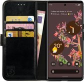 Rosso Element Book Case Wallet Hoesje Geschikt voor Google Pixel 6 | Portemonnee | 3 Pasjes | Magneetsluiting | Stand Functie | Zwart