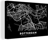 Tableau sur Toile Rotterdam - Plan de la Ville - Zwart - 60x40 cm - Décoration murale